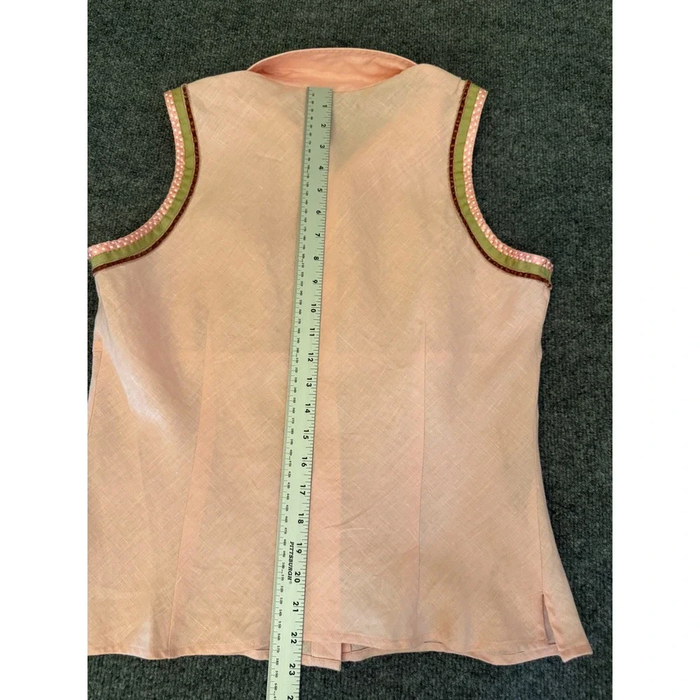 Edward Irish Linen Shirt Womens XL‎ Pink Sleeveless Button Down Quiet Luxury - Picture 9 of 11